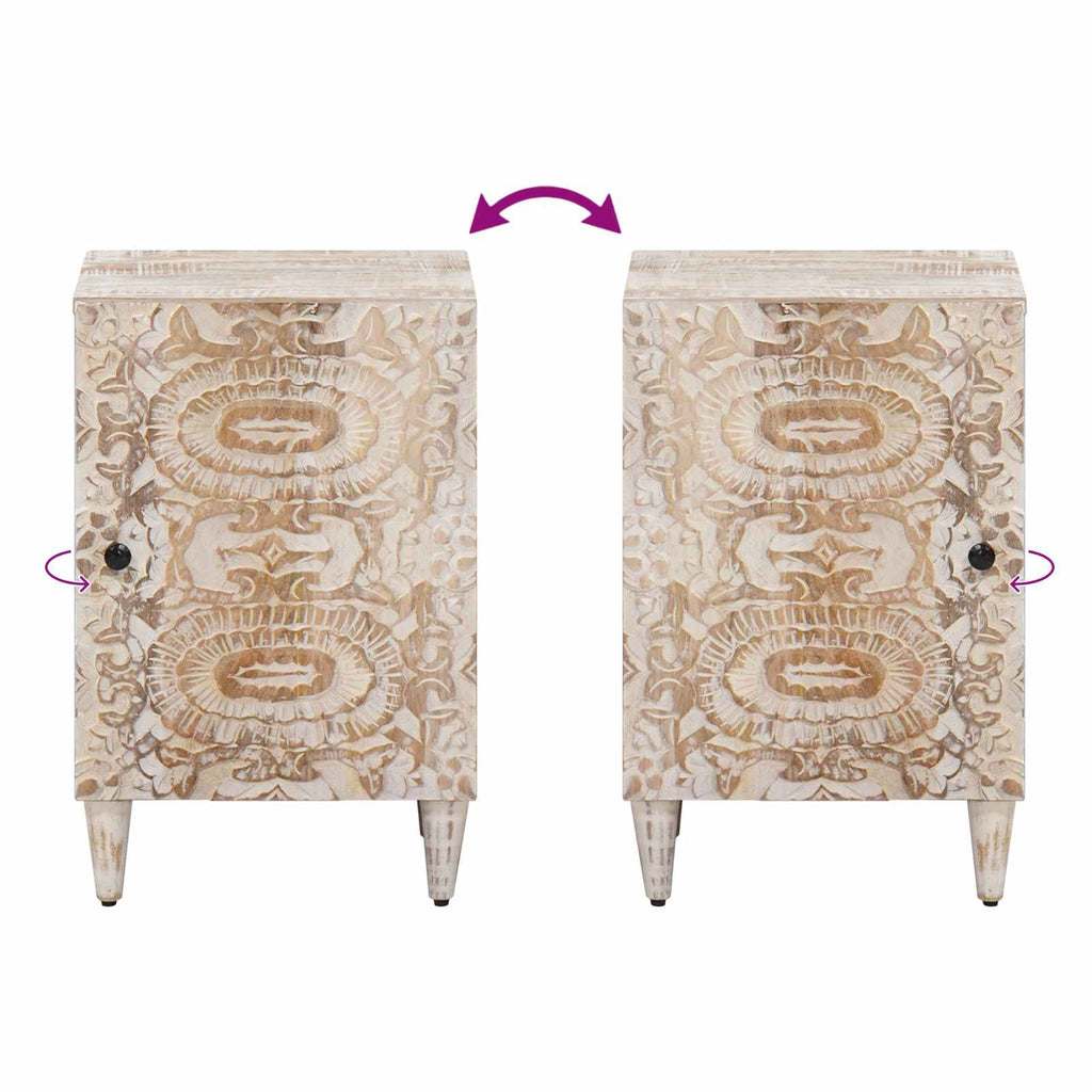 Badezimmerschrank Weiß 38 x 33,5 x 58 cm Massivholz Mango