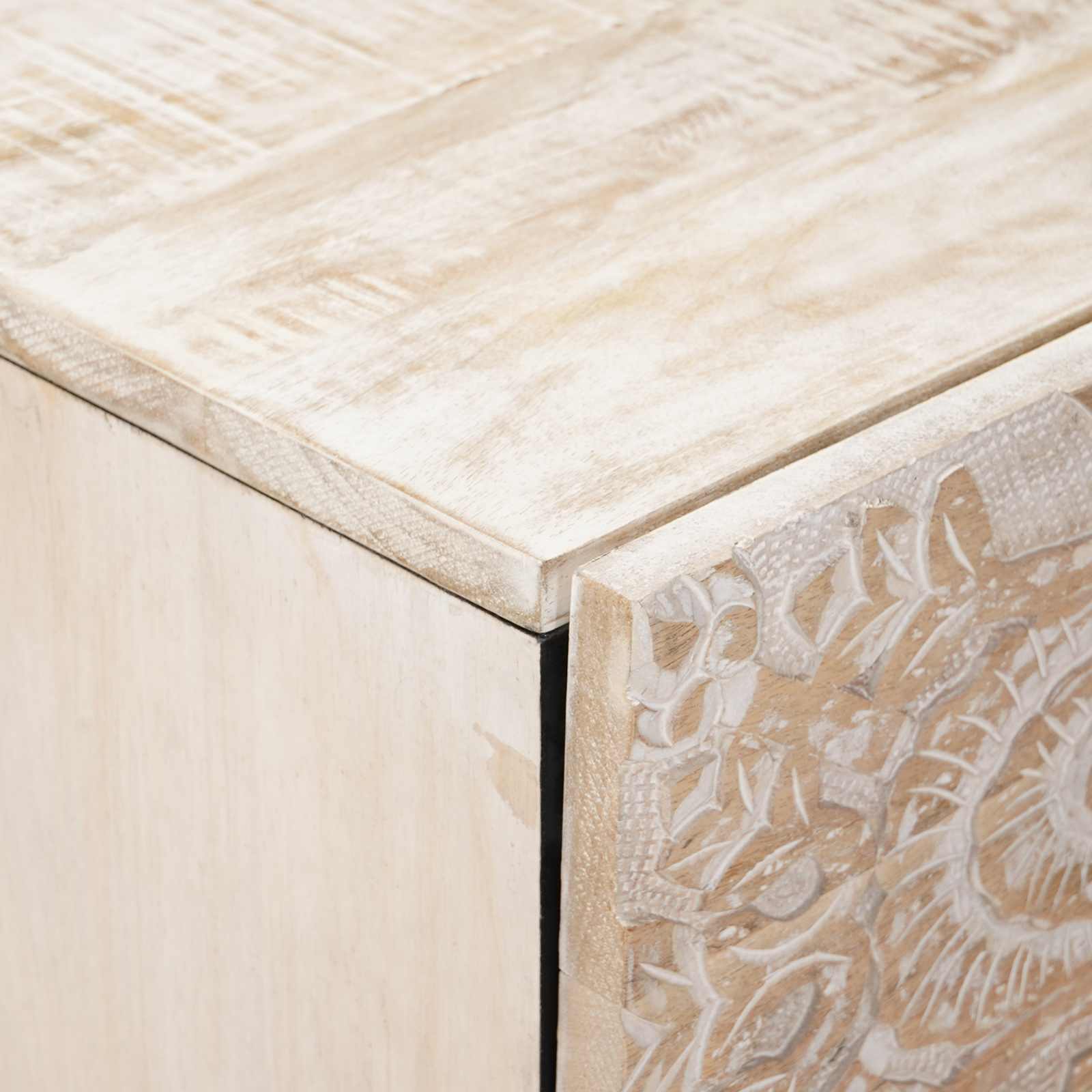 Sideboard mit Speicher Weiß 40 x 33,5 x 75 cm Massivholz Mango