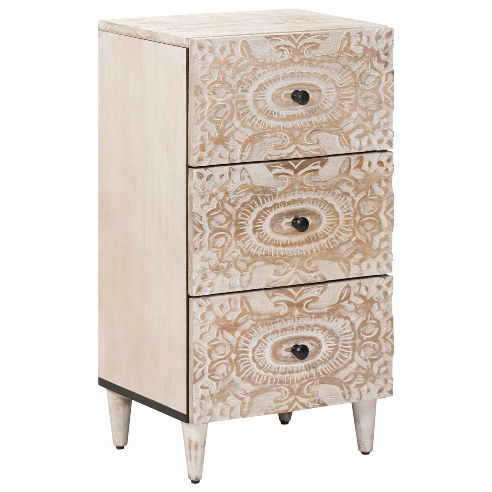 Sideboard mit Speicher Weiß 40 x 33,5 x 75 cm Massivholz Mango