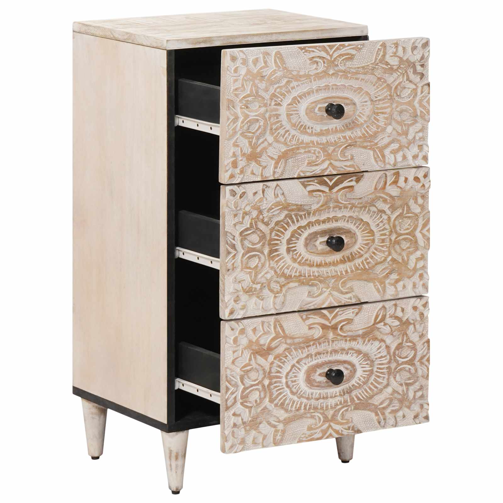 Sideboard mit Speicher Weiß 40 x 33,5 x 75 cm Massivholz Mango