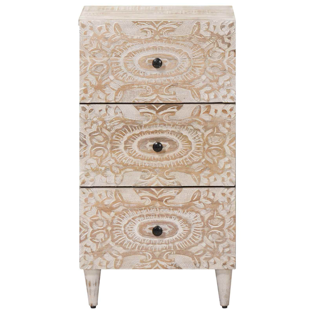 Sideboard mit Speicher Weiß 40 x 33,5 x 75 cm Massivholz Mango