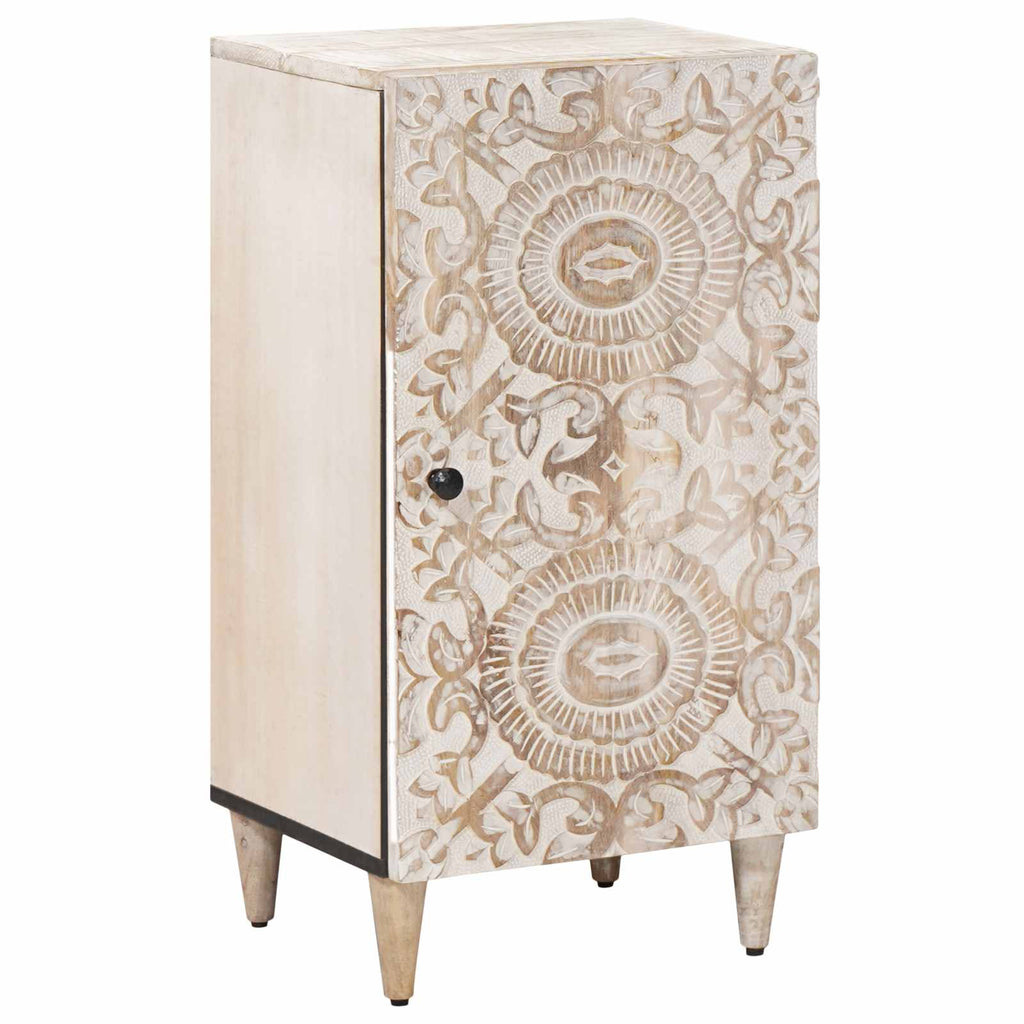 Sideboard mit Speicher Weiß 40 x 33,5 x 75 cm Massivholz Mango