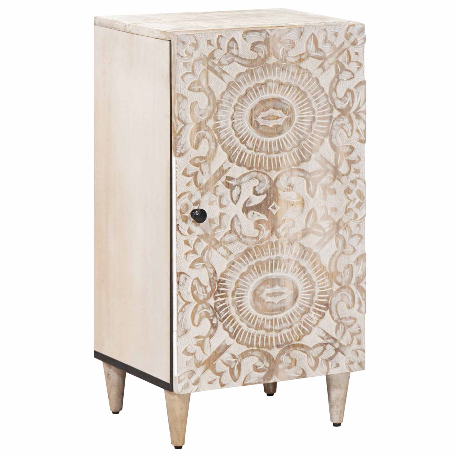 Sideboard mit Speicher Weiß 40 x 33,5 x 75 cm Massivholz Mango
