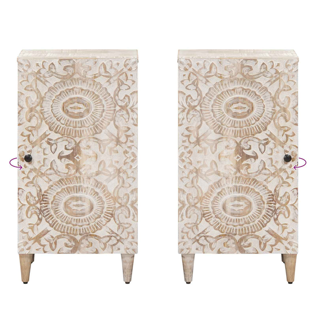 Sideboard mit Speicher Weiß 40 x 33,5 x 75 cm Massivholz Mango