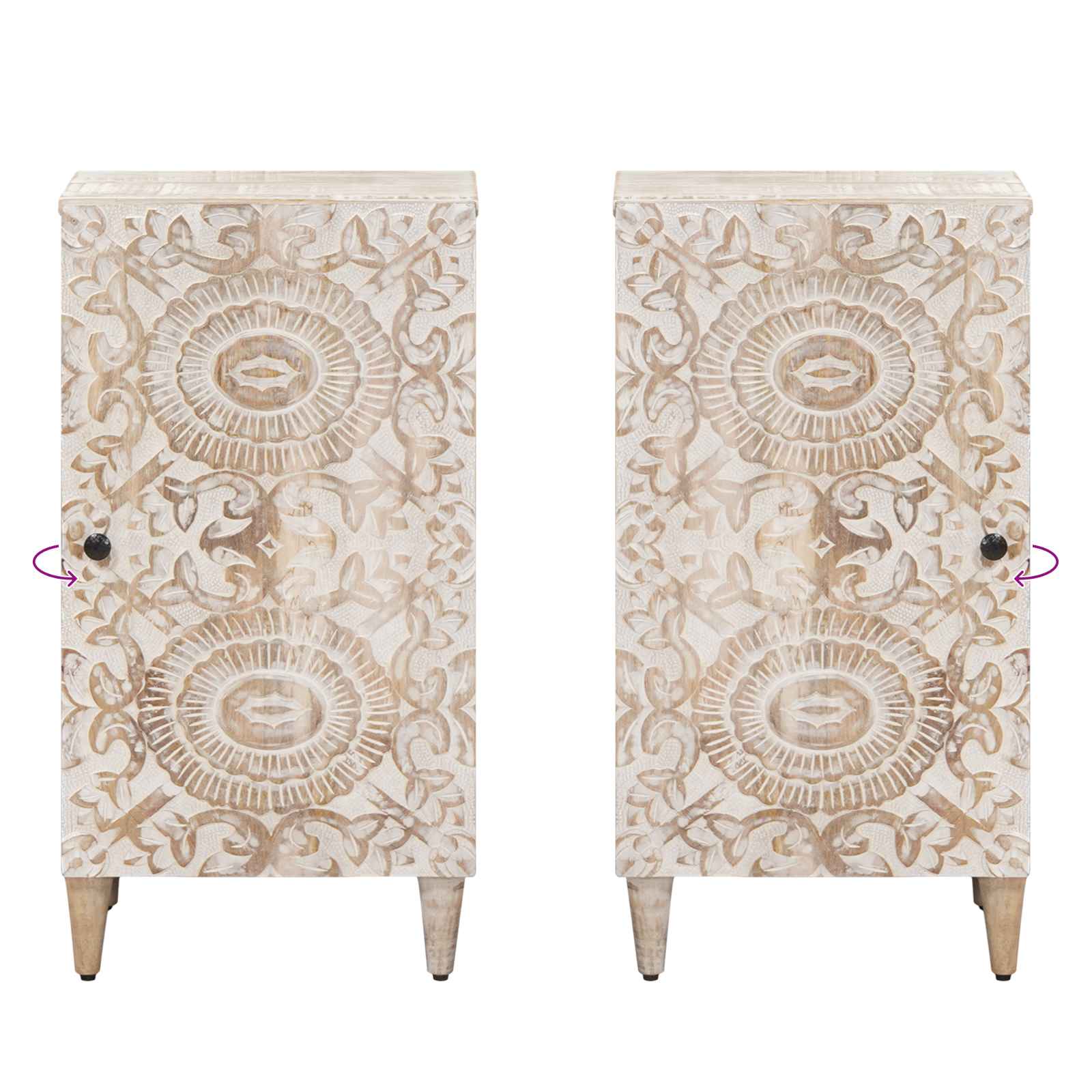 Sideboard mit Speicher Weiß 40 x 33,5 x 75 cm Massivholz Mango