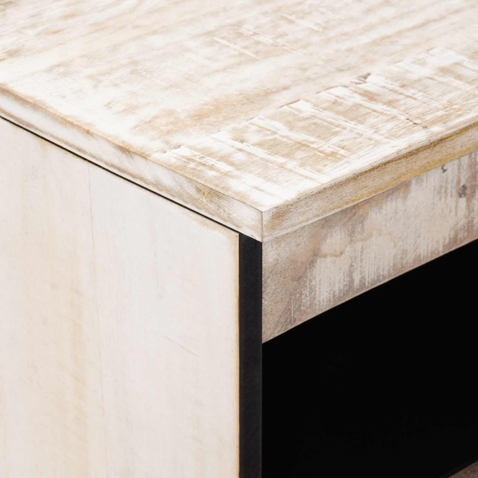 Sideboard mit Speicher Weiß 60 x 33,5 x 75 cm Massivholz Mango