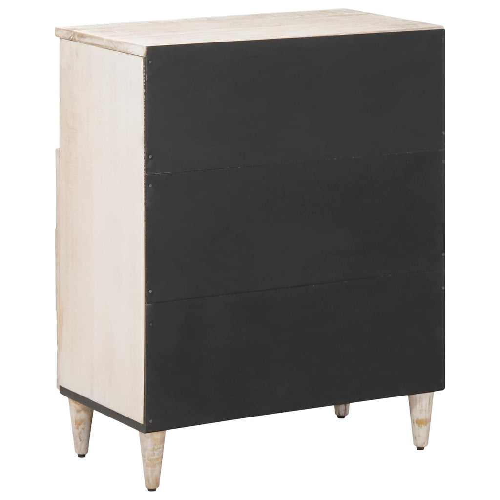 Sideboard mit Speicher Weiß 60 x 33,5 x 75 cm Massivholz Mango
