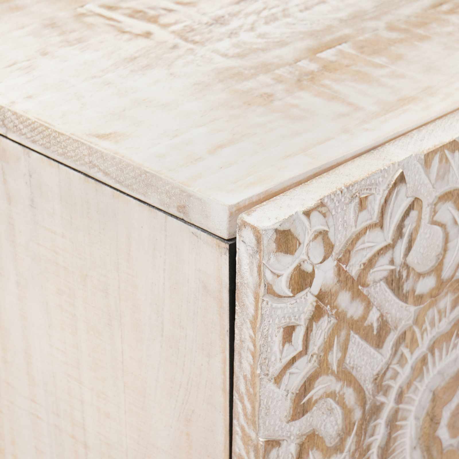 Sideboard mit Speicher Weiß 60 x 33,5 x 75 cm Massivholz Mango