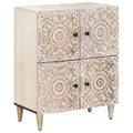 Sideboard mit Speicher Weiß 60 x 33,5 x 75 cm Massivholz Mango