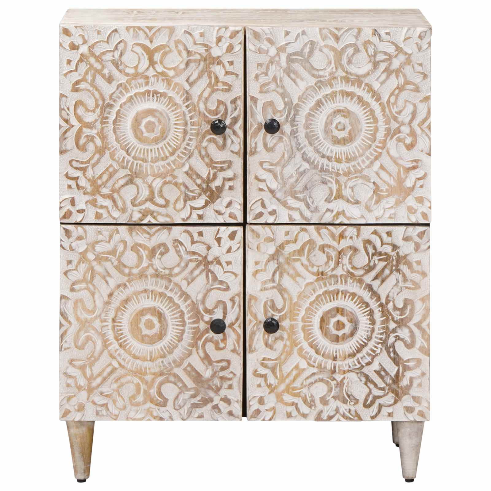 Sideboard mit Speicher Weiß 60 x 33,5 x 75 cm Massivholz Mango