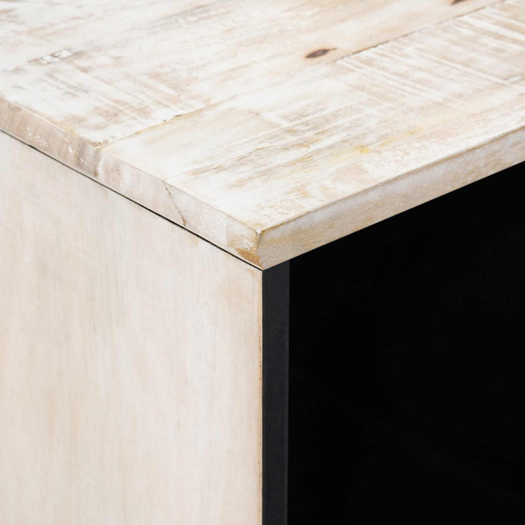 Sideboard mit Speicher Weiß 80 x 33,5 x 75 cm Massivholz Mango