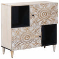 Sideboard mit Speicher Weiß 80 x 33,5 x 75 cm Massivholz Mango