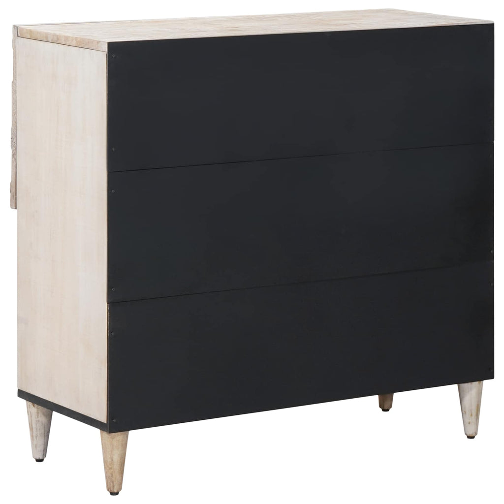 Sideboard mit Speicher Weiß 80 x 33,5 x 75 cm Massivholz Mango