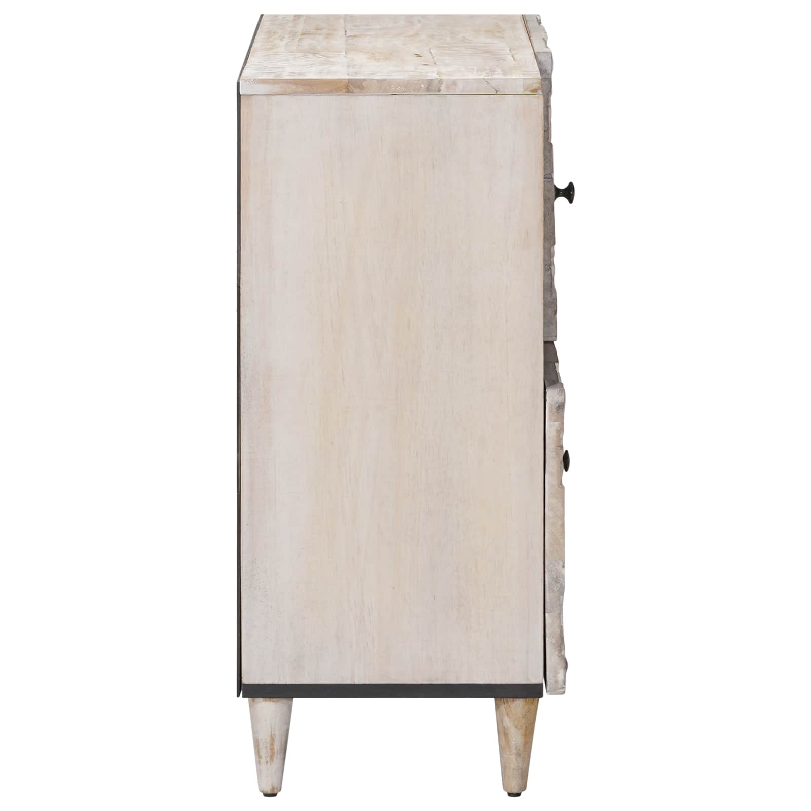 Sideboard mit Speicher Weiß 80 x 33,5 x 75 cm Massivholz Mango