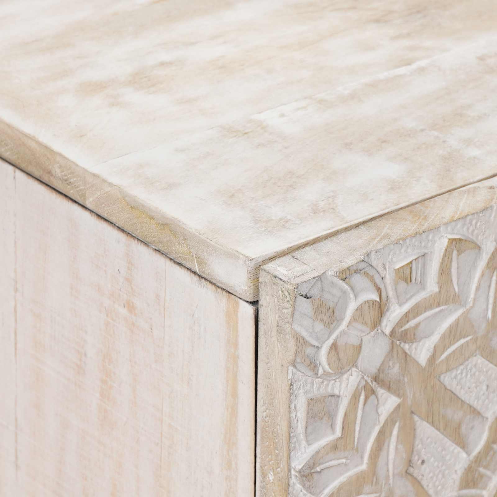 Sideboard mit Regal Weiß 90 x 33,5 x 75 cm Massivholz Mango