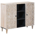 Sideboard mit Regal Weiß 90 x 33,5 x 75 cm Massivholz Mango