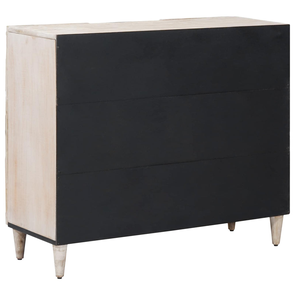Sideboard mit Regal Weiß 90 x 33,5 x 75 cm Massivholz Mango