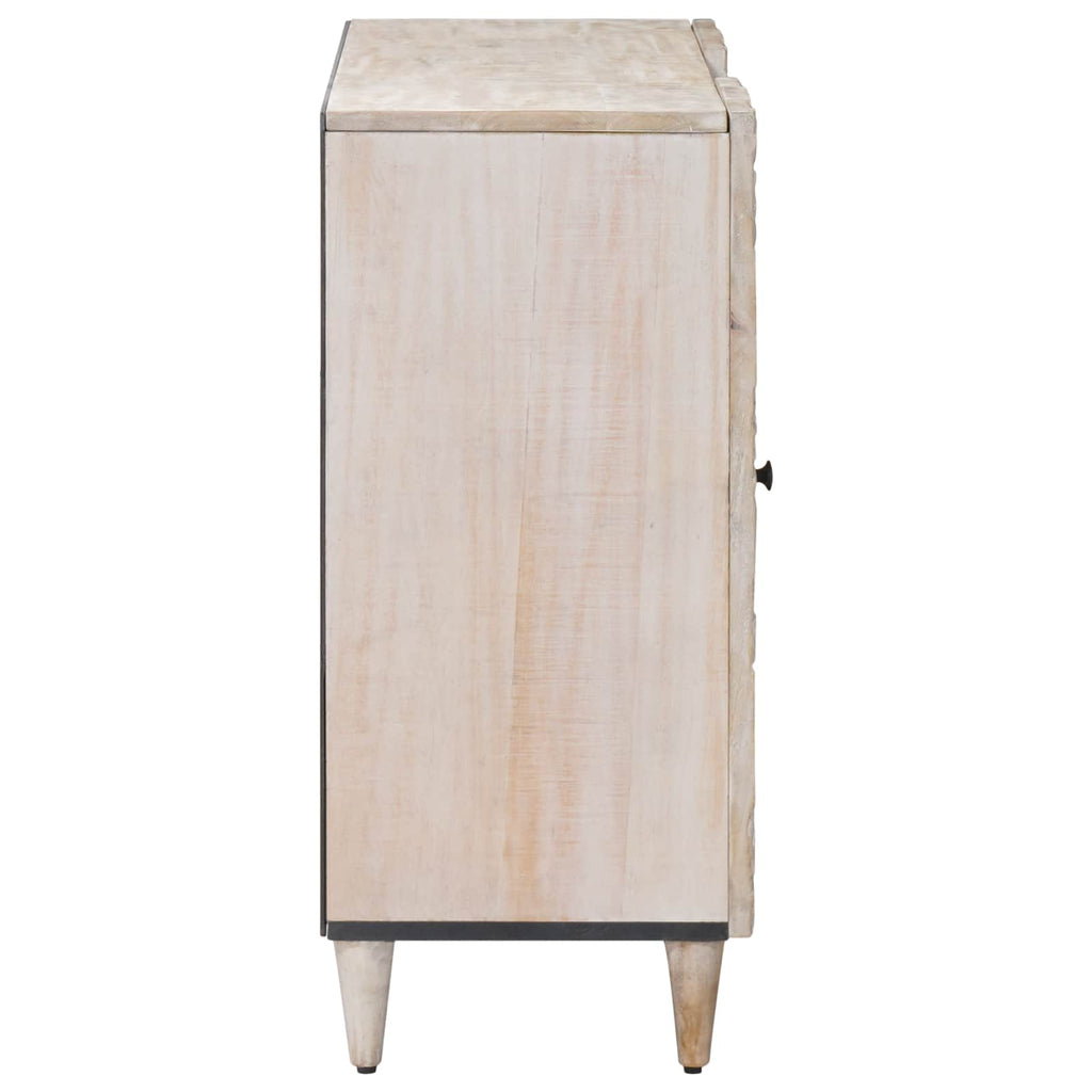 Sideboard mit Regal Weiß 90 x 33,5 x 75 cm Massivholz Mango