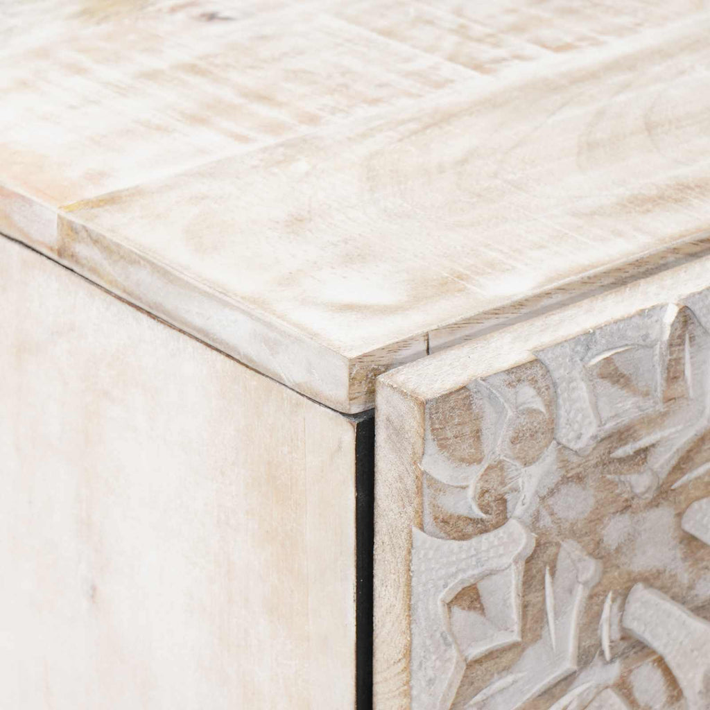 Hochschrank mit Regal Weiß 40 x 33,5 x 110 cm Massivholz Mango