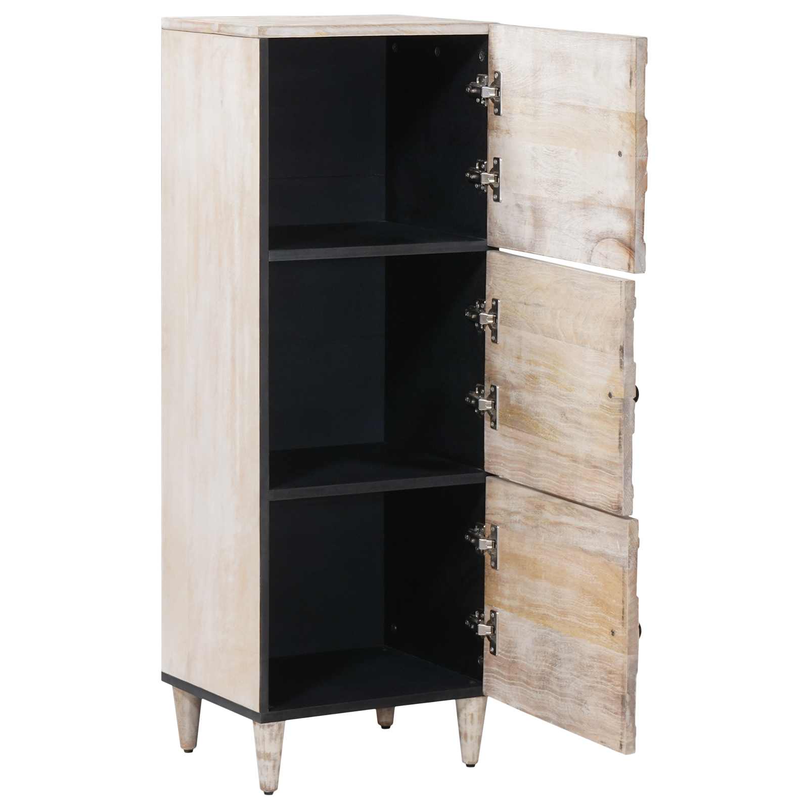 Hochschrank mit Regal Weiß 40 x 33,5 x 110 cm Massivholz Mango
