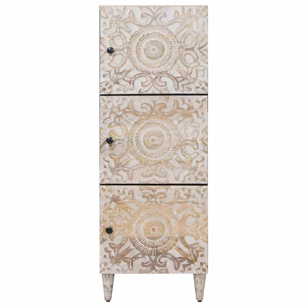 Hochschrank mit Regal Weiß 40 x 33,5 x 110 cm Massivholz Mango