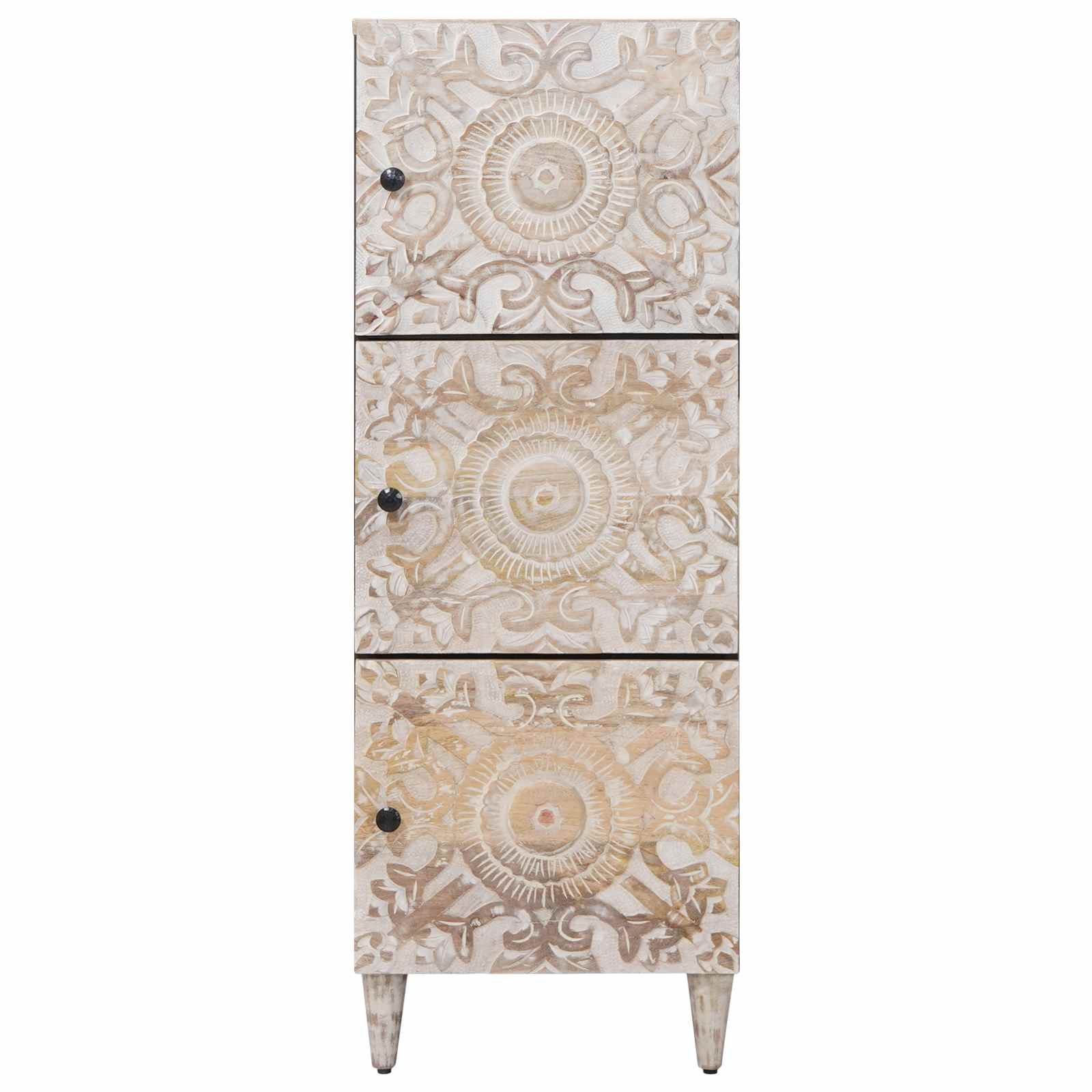 Hochschrank mit Regal Weiß 40 x 33,5 x 110 cm Massivholz Mango