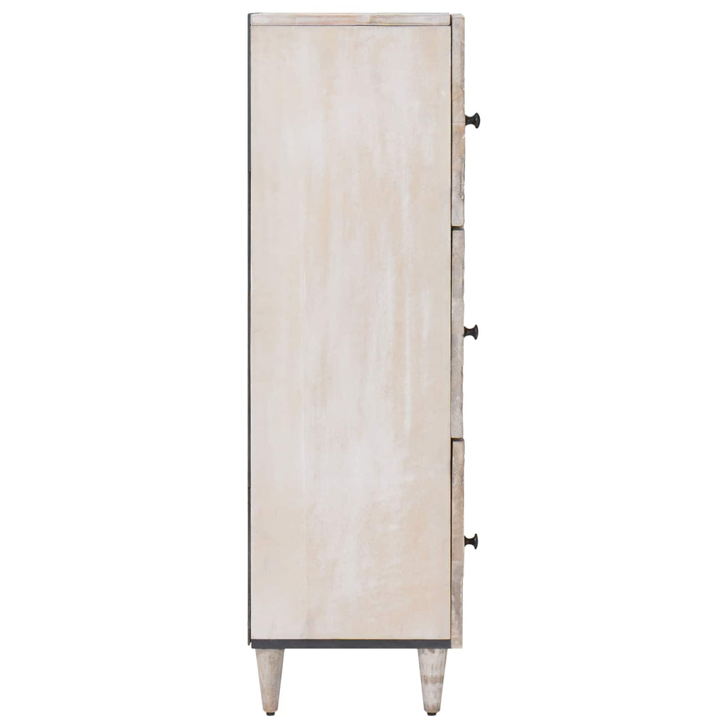 Hochschrank mit Regal Weiß 40 x 33,5 x 110 cm Massivholz Mango