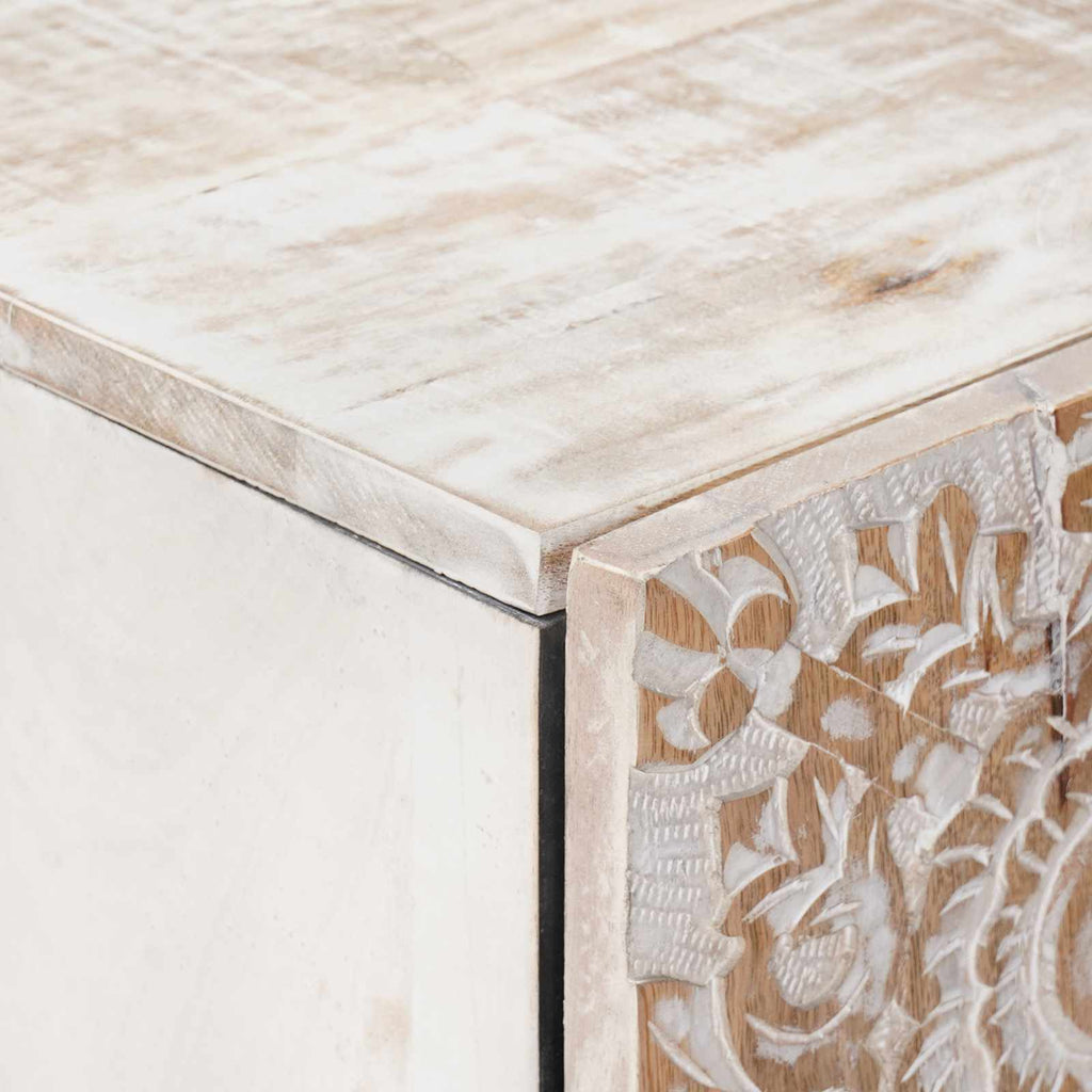 Hochschrank mit Regal Weiß 60 x 33,5 x 100 cm Massivholz Mango