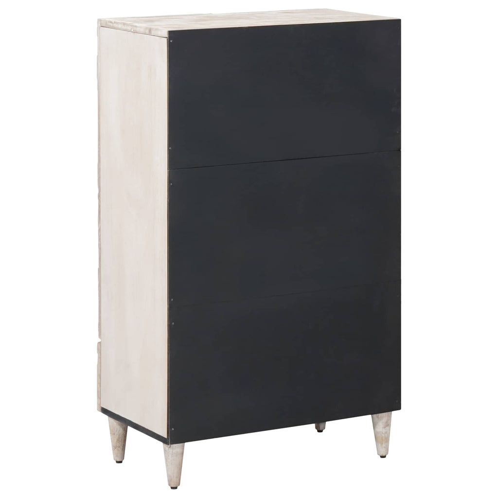 Hochschrank mit Regal Weiß 60 x 33,5 x 100 cm Massivholz Mango
