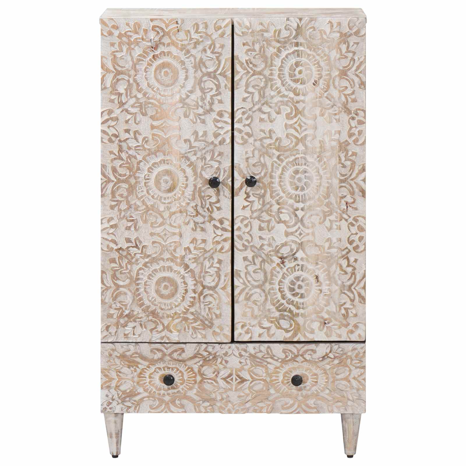 Hochschrank mit Regal Weiß 60 x 33,5 x 100 cm Massivholz Mango