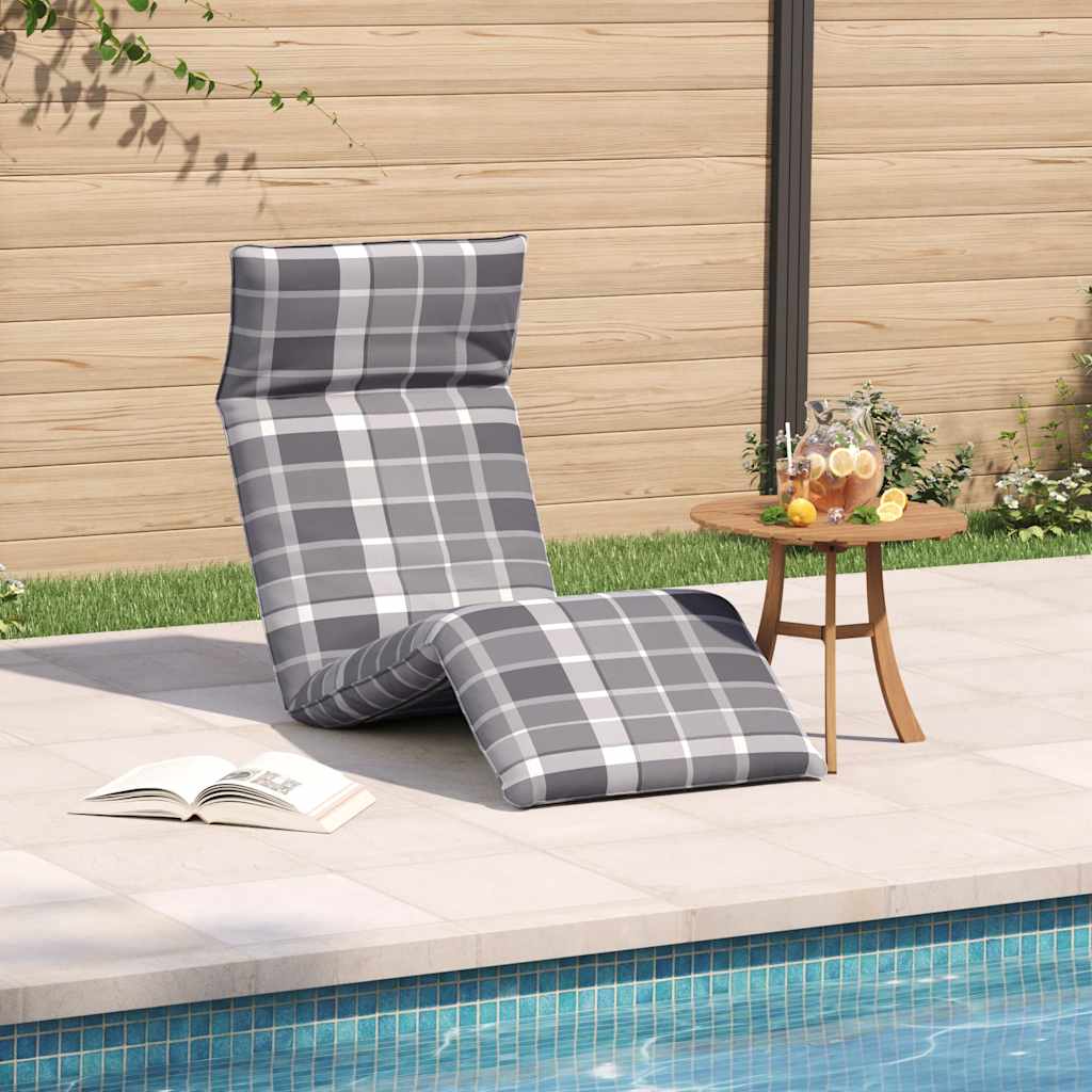 Sonnenliege Klappbar Grau Karomuster 175x54x8,5cm Oxford-Gewebe