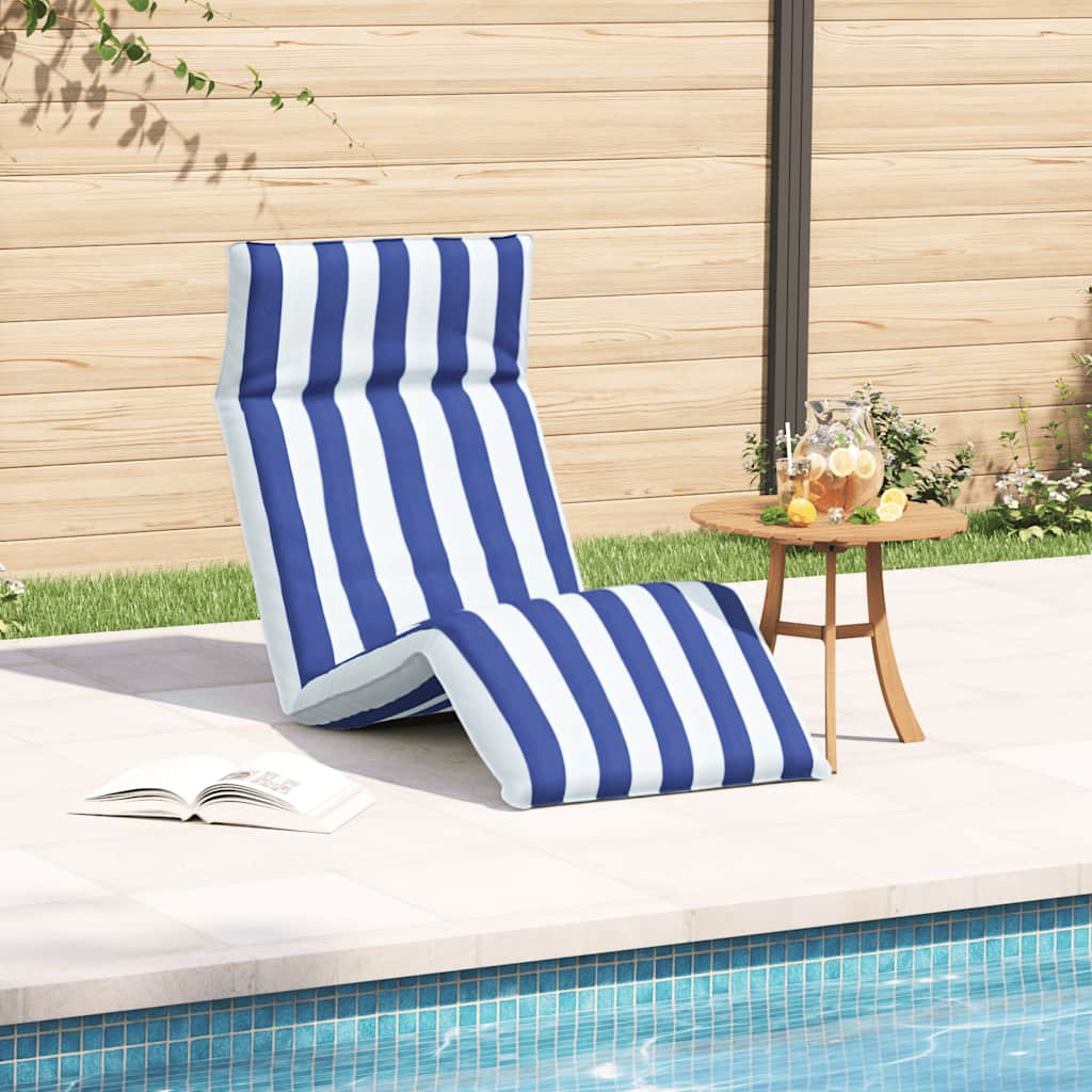 Sonnenliege Klappbar Blau und Weiß 175x54x8,5 cm Oxford-Gewebe