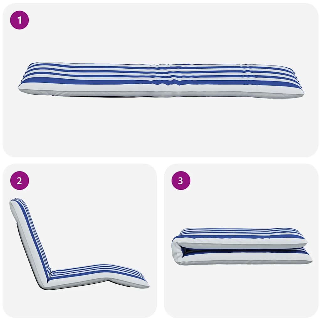 Sonnenliege Klappbar Blau und Weiß 175x54x8,5 cm Oxford-Gewebe