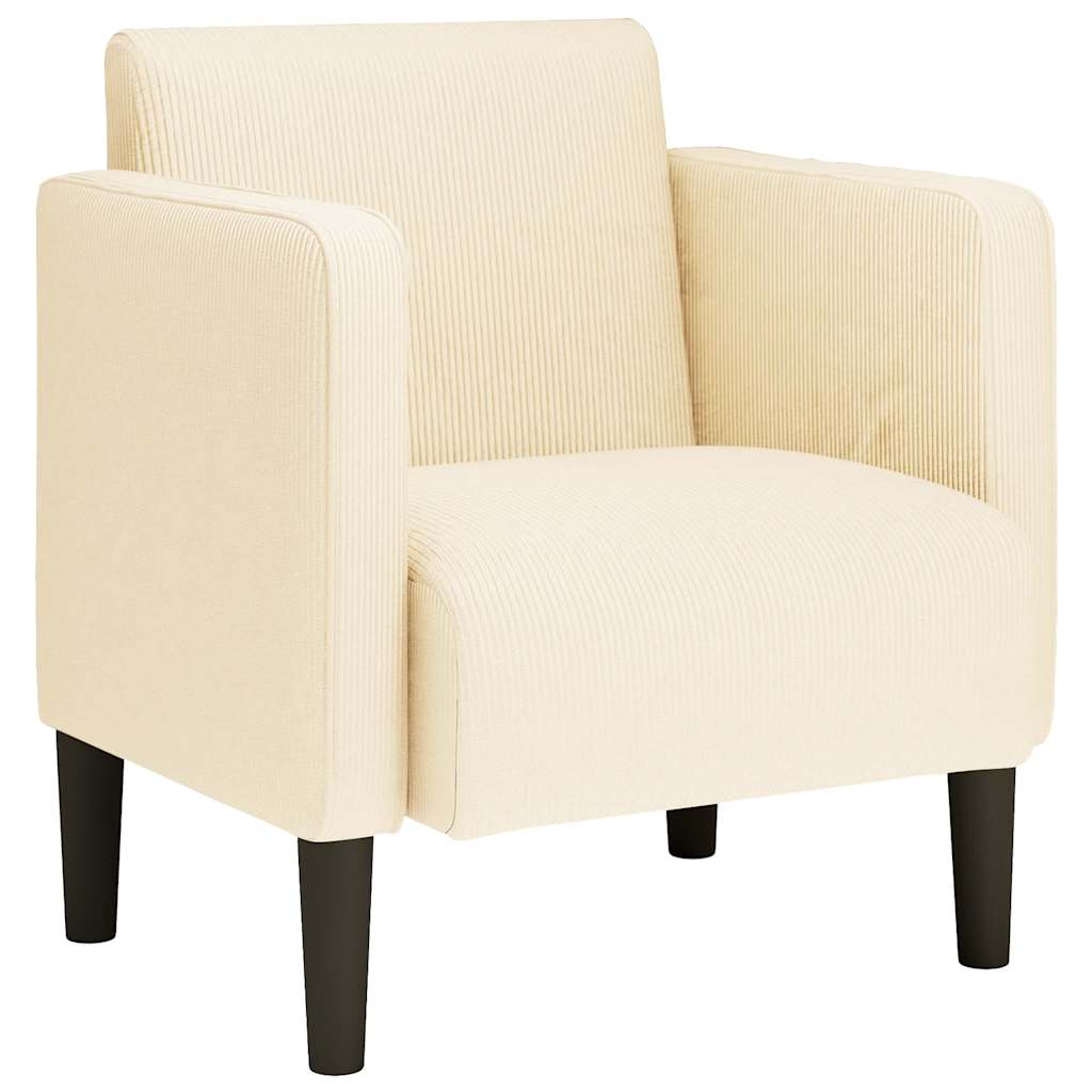 Sessel mit Armlehnen Creme 54 cm Cordstoff