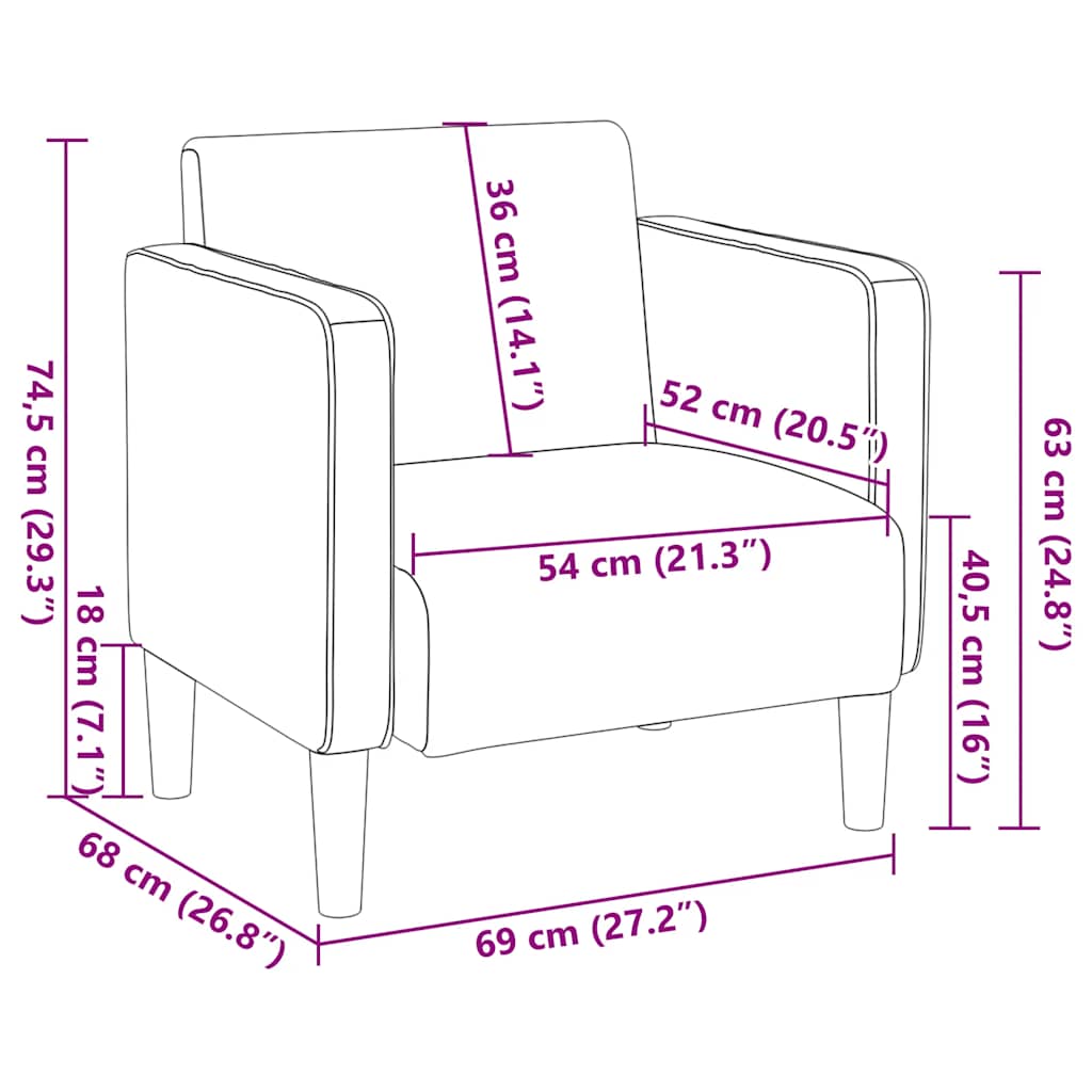 Sessel mit Armlehnen Graugrün 54 cm Cordstoff