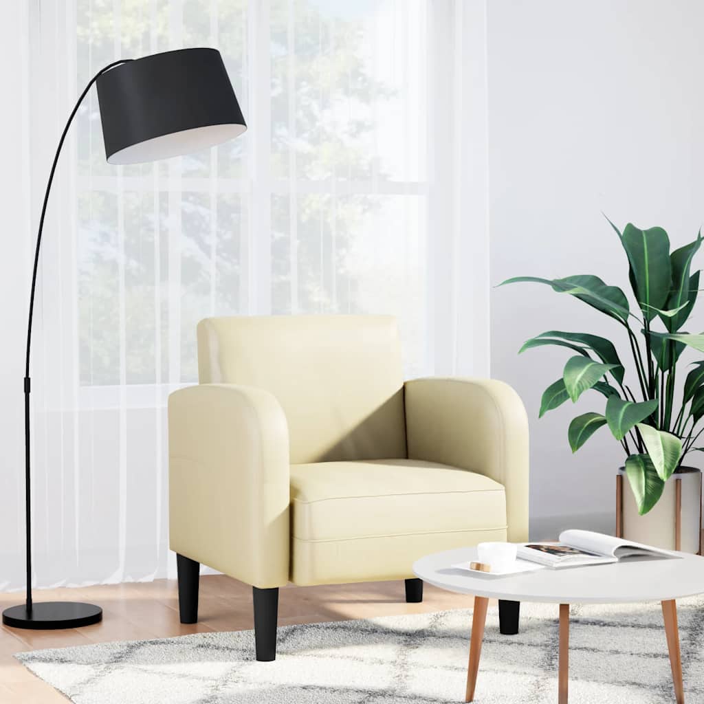 Sessel mit Armlehnen Creme 54 cm Kunstleder