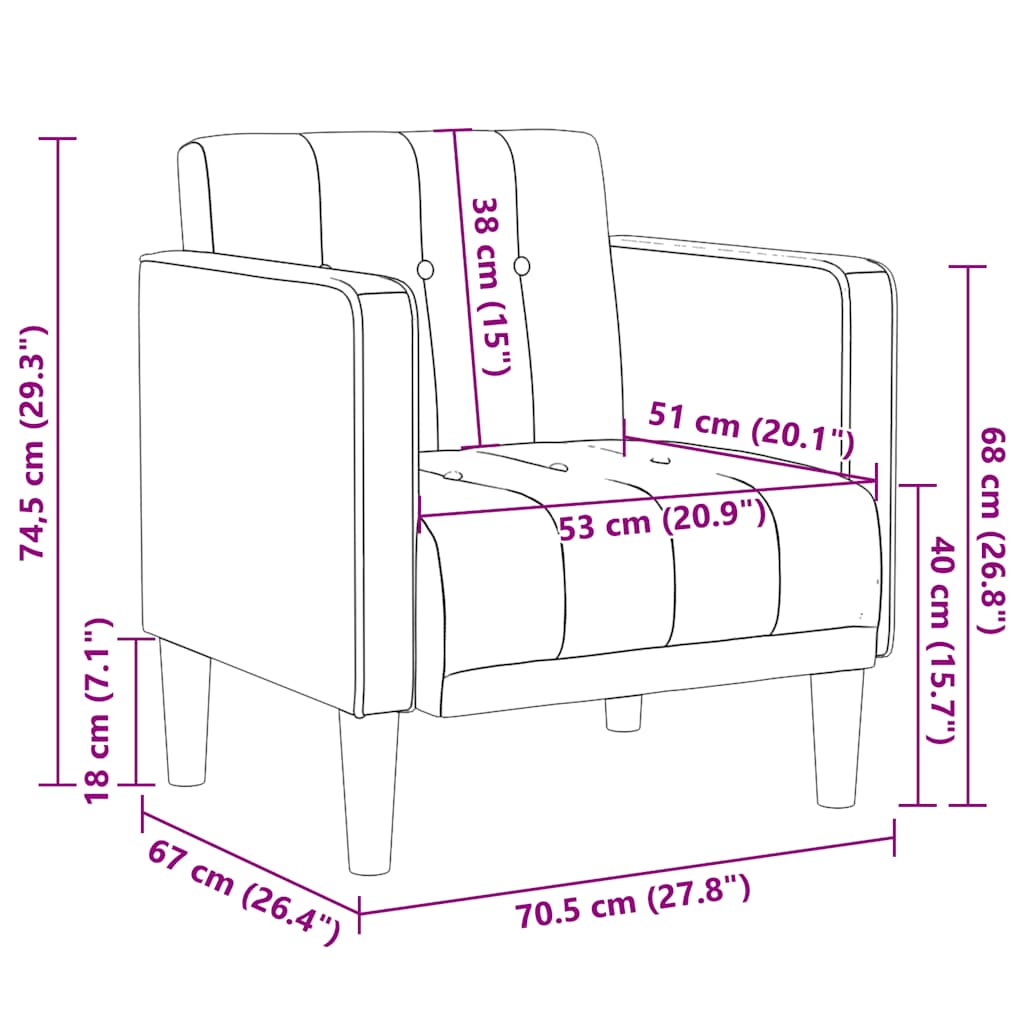 Sessel mit Armlehnen Dunkelgrau 53 cm Samt