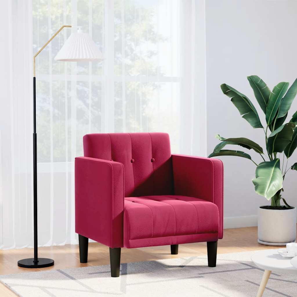 Sessel mit Armlehnen Weinrot 53 cm Samt