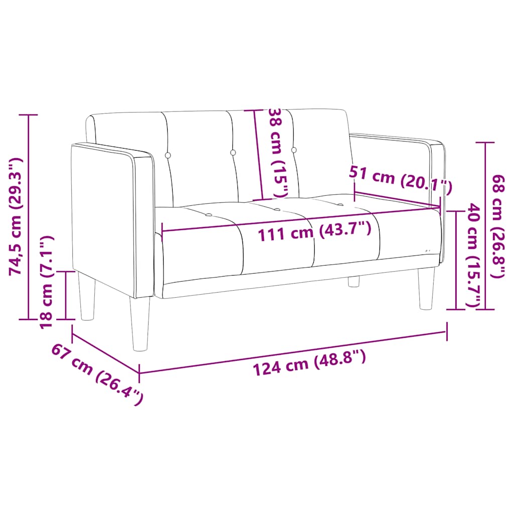 Zweisitzer-Sofa Blau 111 cm Stoff