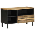 TV-Schrank Schwarz 80x33,5x46 cm Raues Mangoholz