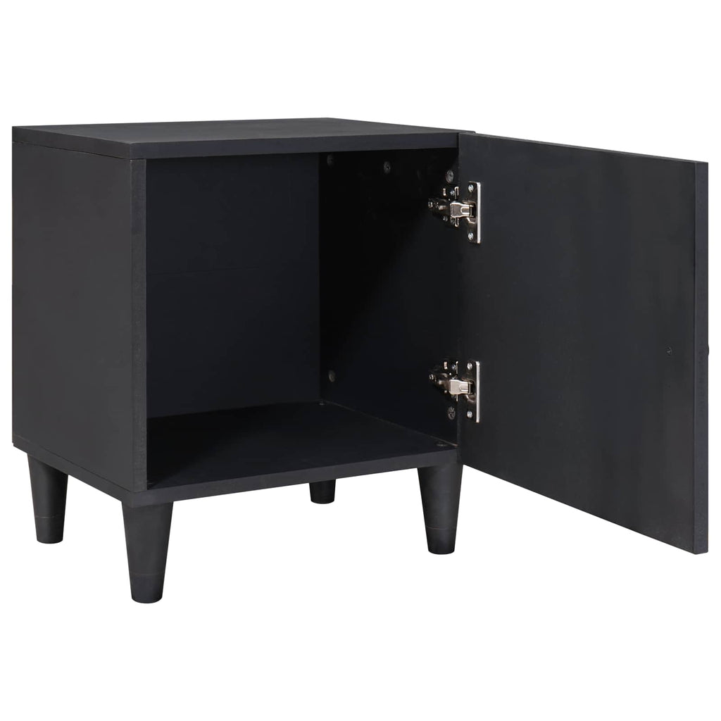 Nachttisch mit Tür Schwarz 40 x 33 x 46 cm Massivholz Mango