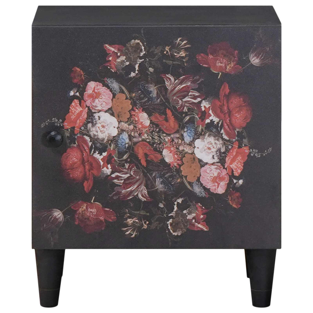 Nachttisch mit Tür Schwarz 40 x 33 x 46 cm Massivholz Mango