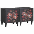 Nachttisch mit Tür 2 pcs Schwarz 40 x 33 x 46 cm