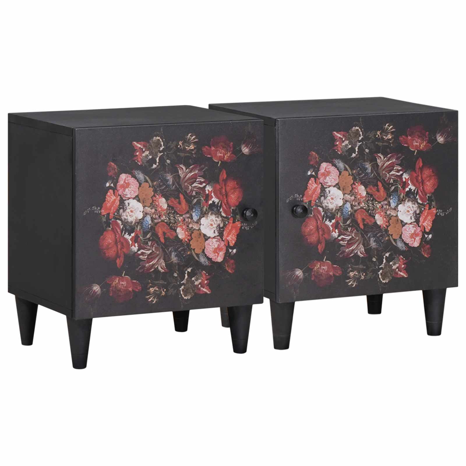 Nachttisch mit Tür 2 pcs Schwarz 40 x 33 x 46 cm
