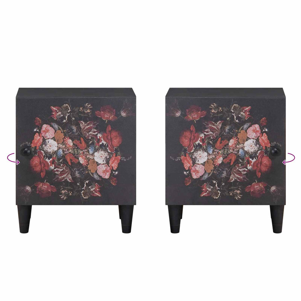 Nachttisch mit Tür 2 pcs Schwarz 40 x 33 x 46 cm