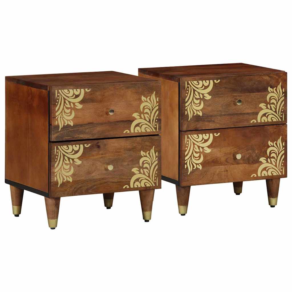 Nachttisch 2 pcs Honigbraun 40 x 33 x 46 cm Massivholz Mango