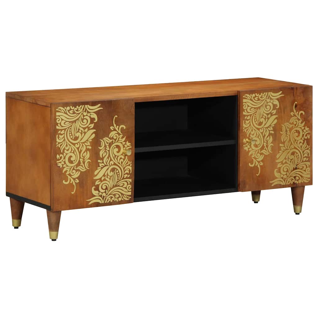 TV-Schränk mit Tür Honigbraun 105 x 33 x 46 cm Massivholz Mango