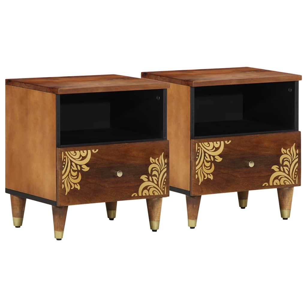 Nachttisch 2 pcs Honigbraun 40 x 33 x 46 cm Massivholz Mango