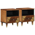 Nachttisch 2 pcs Honigbraun 40 x 33 x 46 cm Massivholz Mango