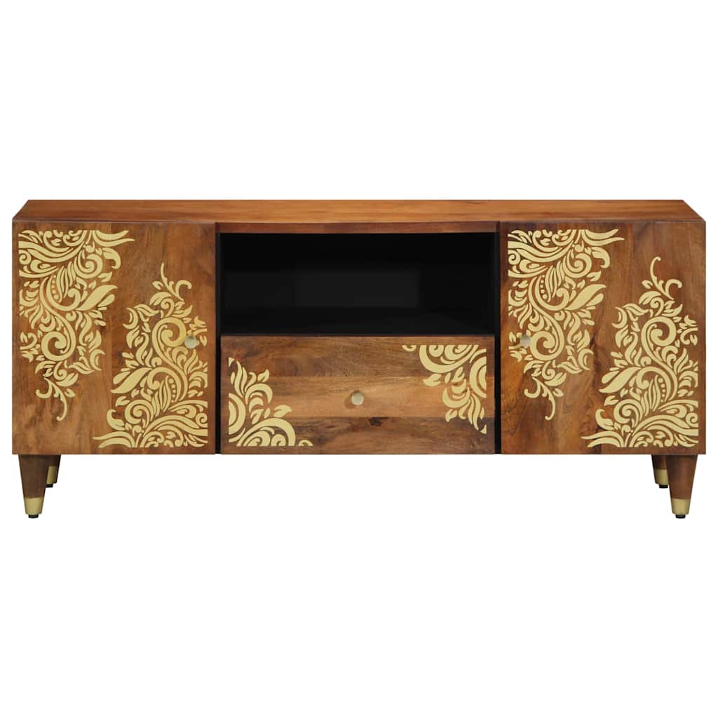 TV-Schränk mit Tür Honigbraun 105 x 33 x 46 cm Massivholz Mango